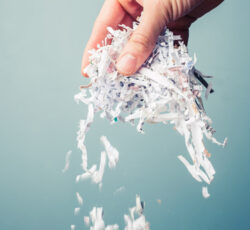 Hand,is,holding,a,bunch,of,shredded,paper